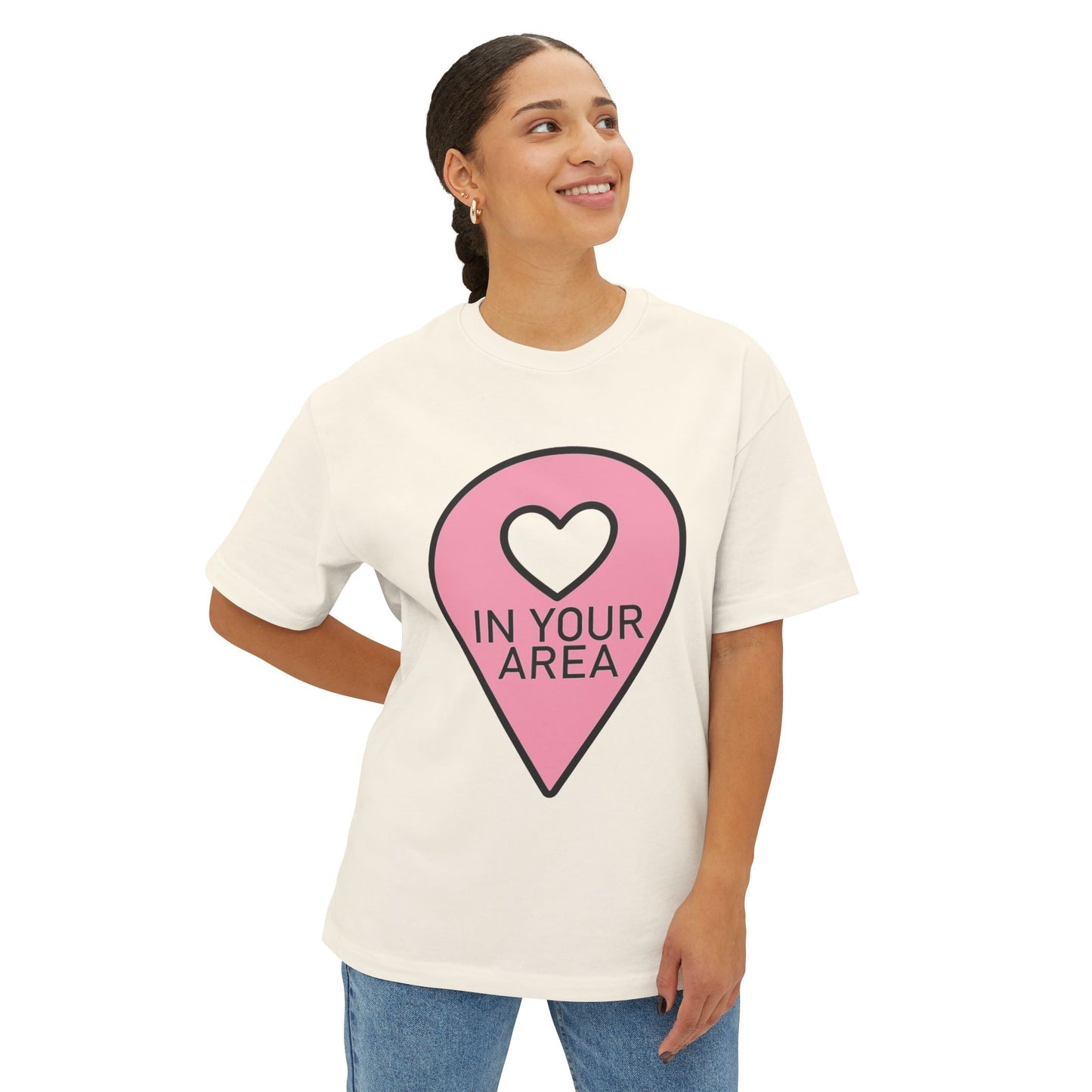 In Your Area Pin Marker – Oversized Boxy Tee Printify