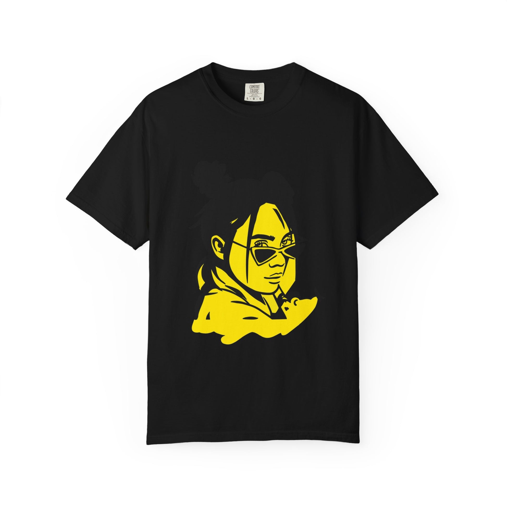 Billie Eilish Inspired Dyed T-shirt – Neon Mood Portrait Edition Printify