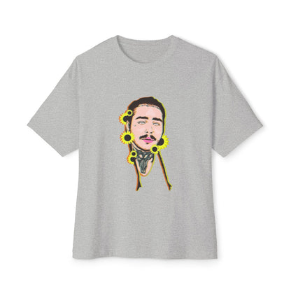 Cartoon Face with Sunflowers Unisex Oversized Boxy Tee Printify