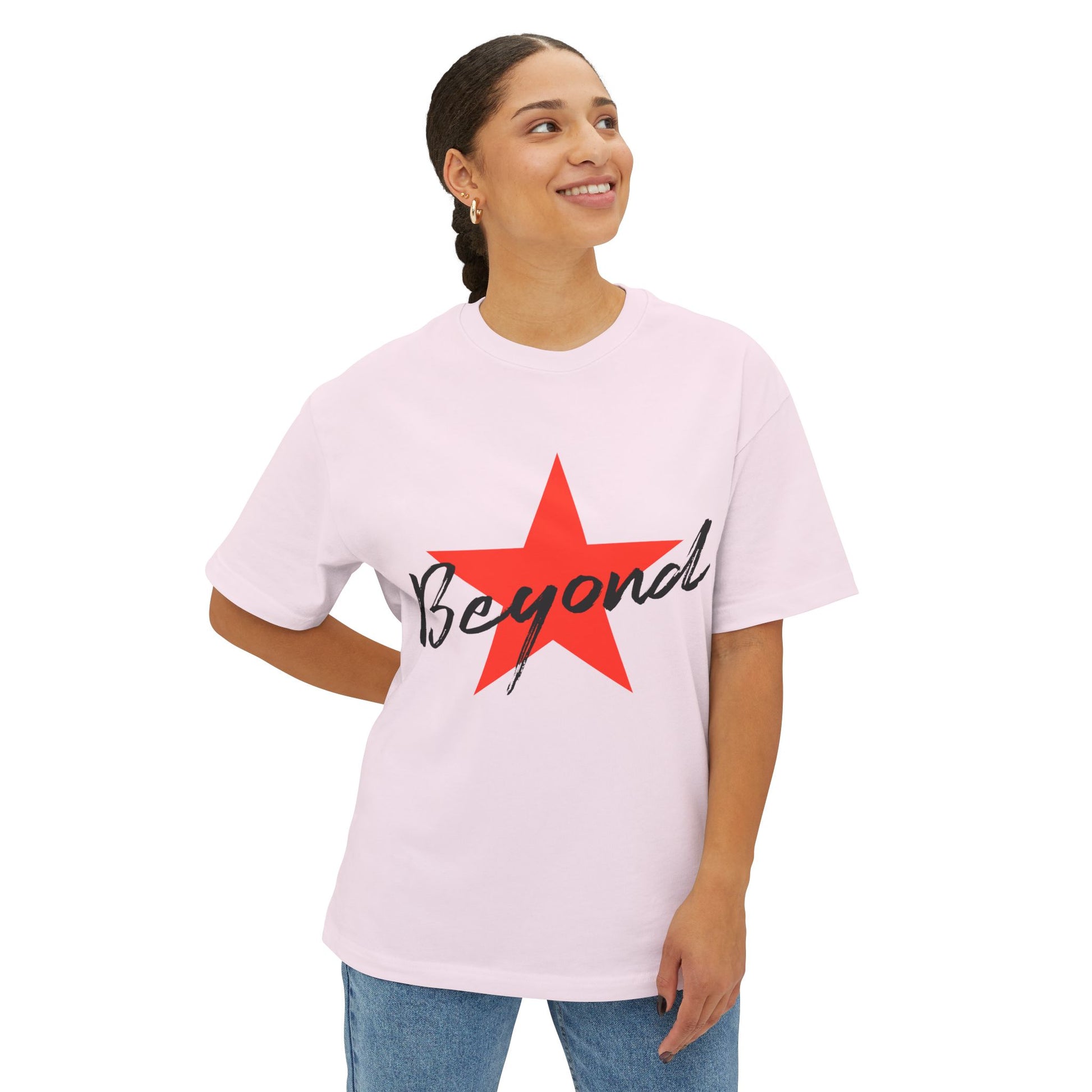 Red Star “Beyond” Unisex Oversized Boxy Tee - snazzymerch