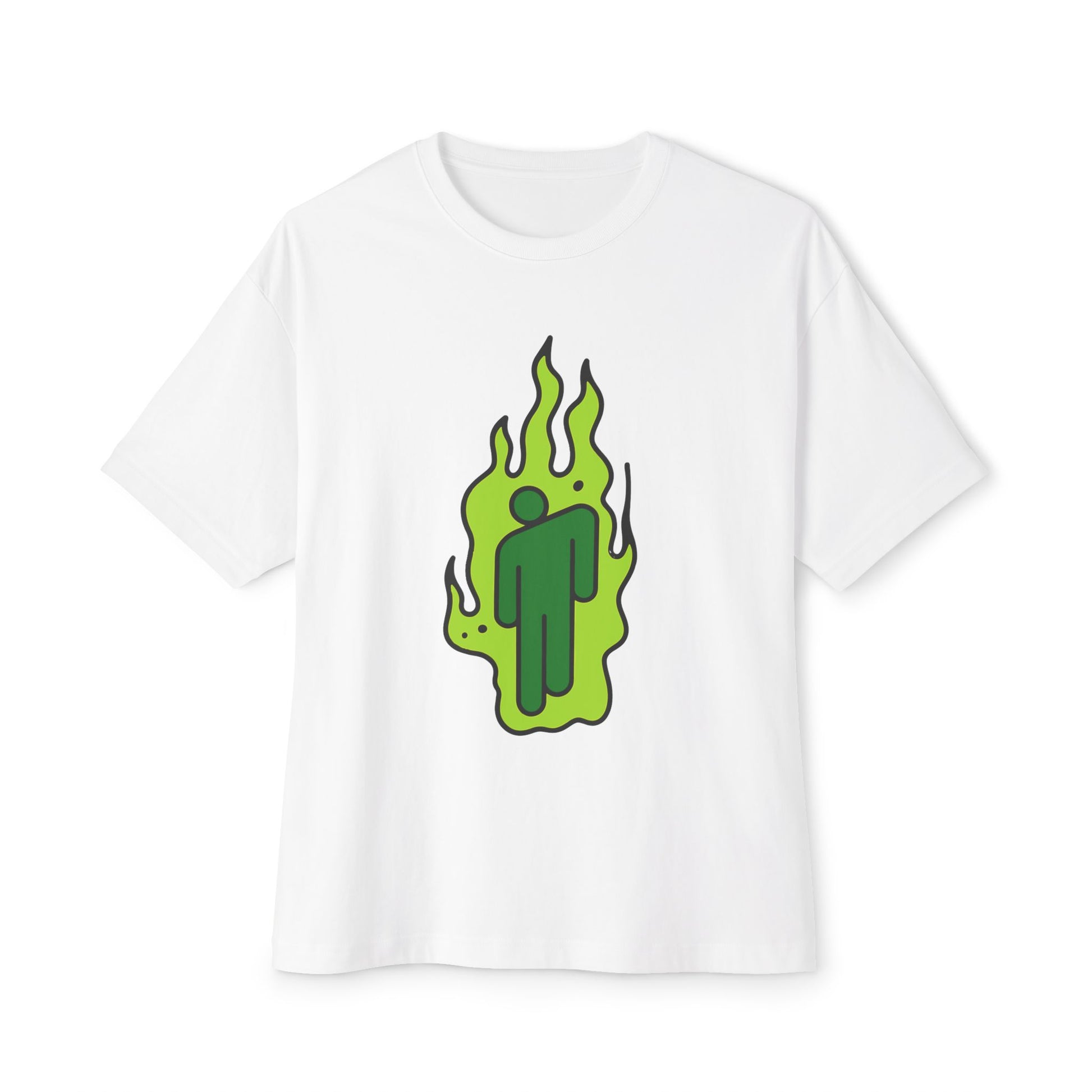 Billie Eilish Inspired Green Flame Oversized T-Shirt – Neon Streetwear Edition Printify
