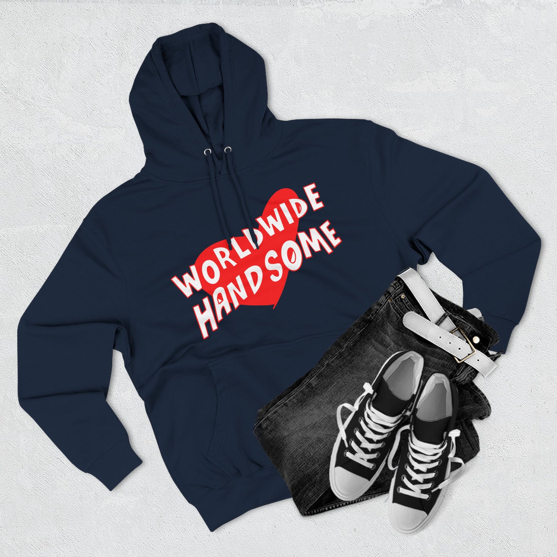 Worldwide Handsome Heart Three-Panel Fleece Hoodie - snazzymerch