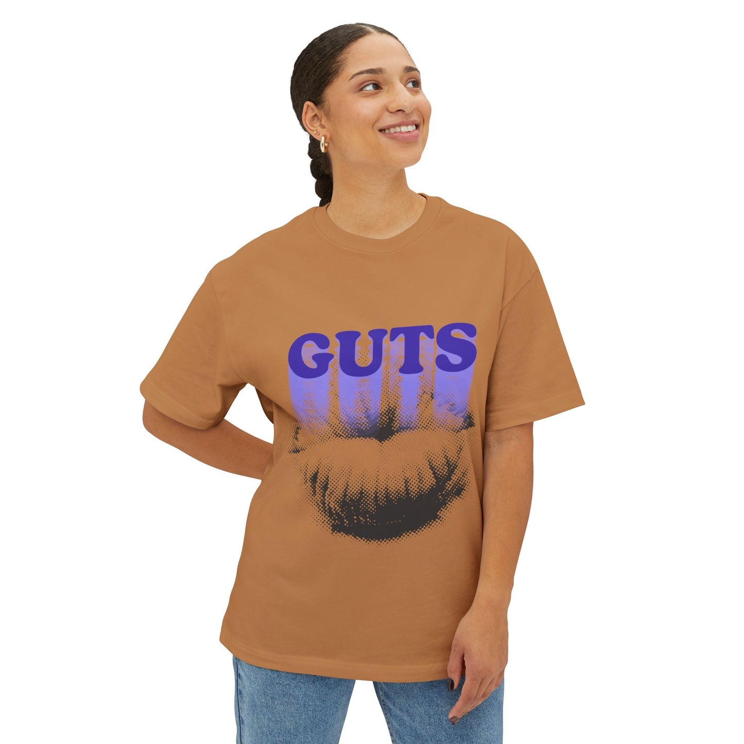 Guts Drip Effect Halftone-Oversized Tee Printify