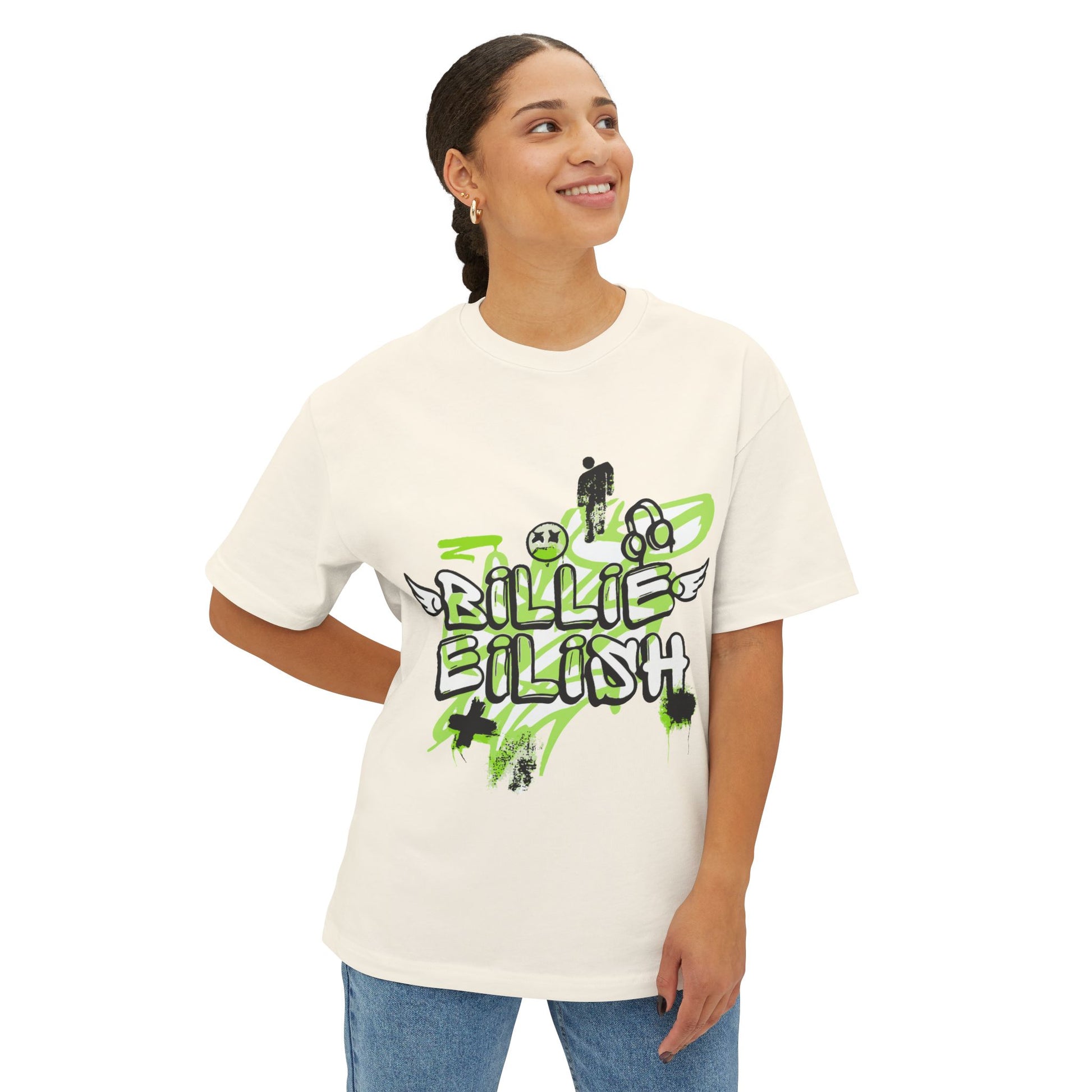 Billie Eilish Inspired Grunge Angel Oversized T-Shirt – Graffiti Streetwear Edition Printify