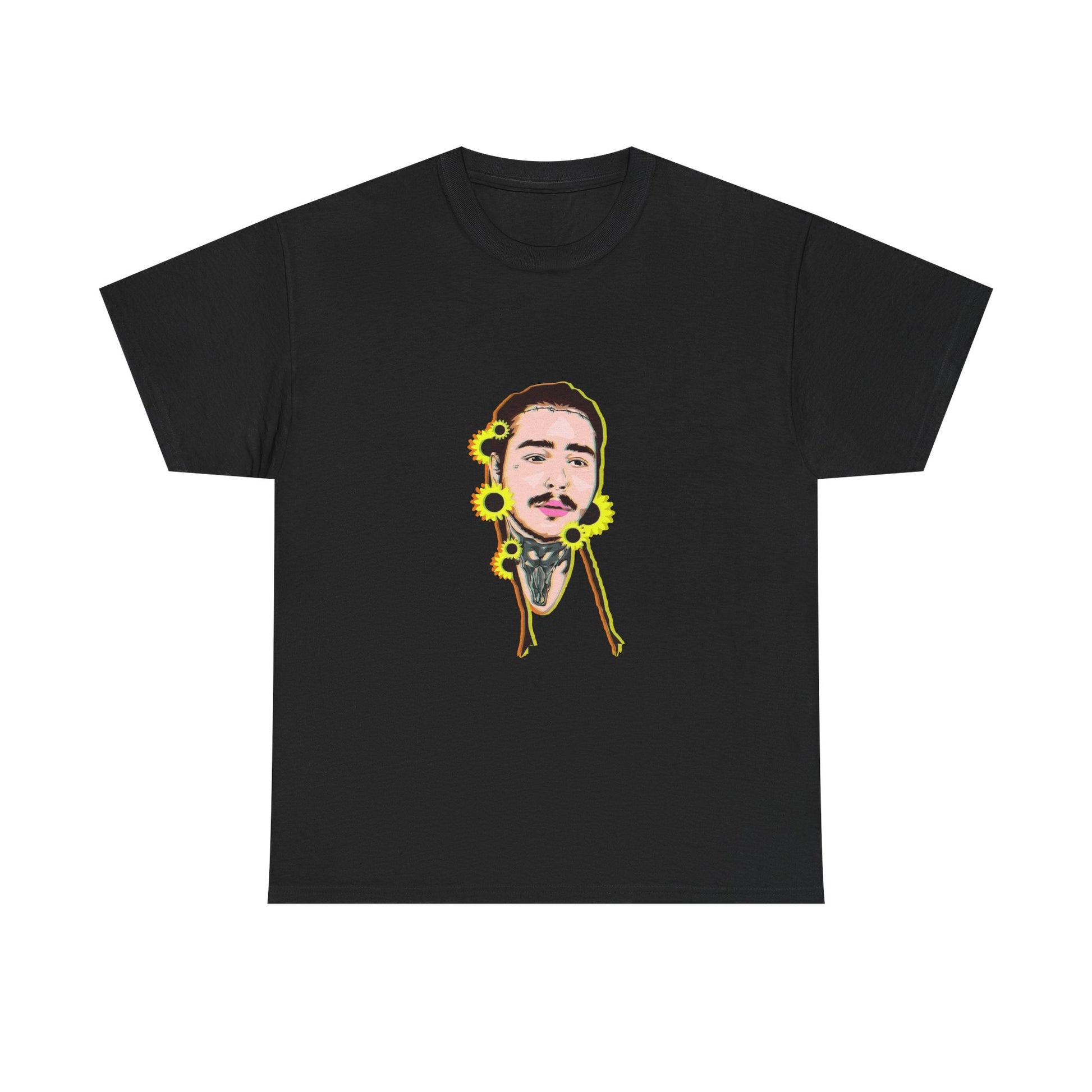 Cartoon Face with Sunflowers Unisex Heavy cotton Tee Printify