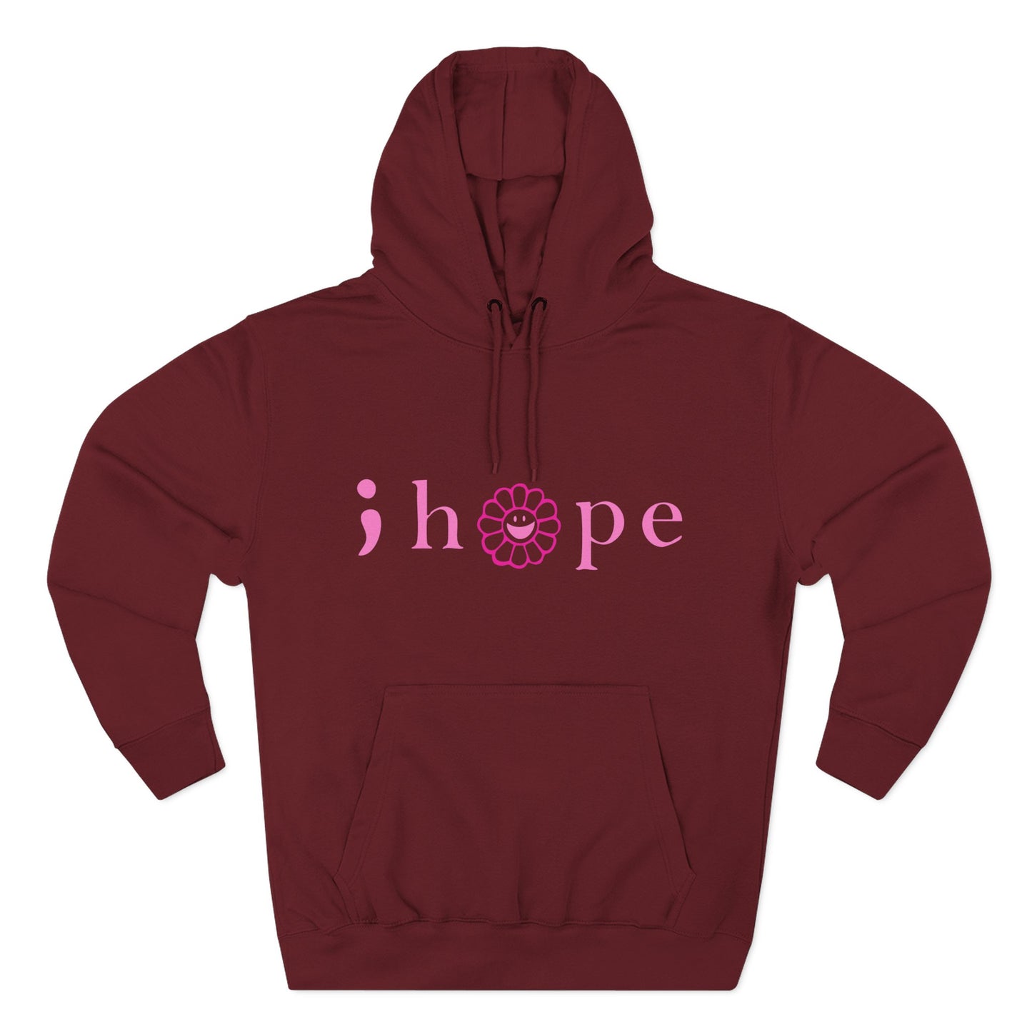 Pink Hope Smile Three-Panel Fleece Hoodie - snazzymerch
