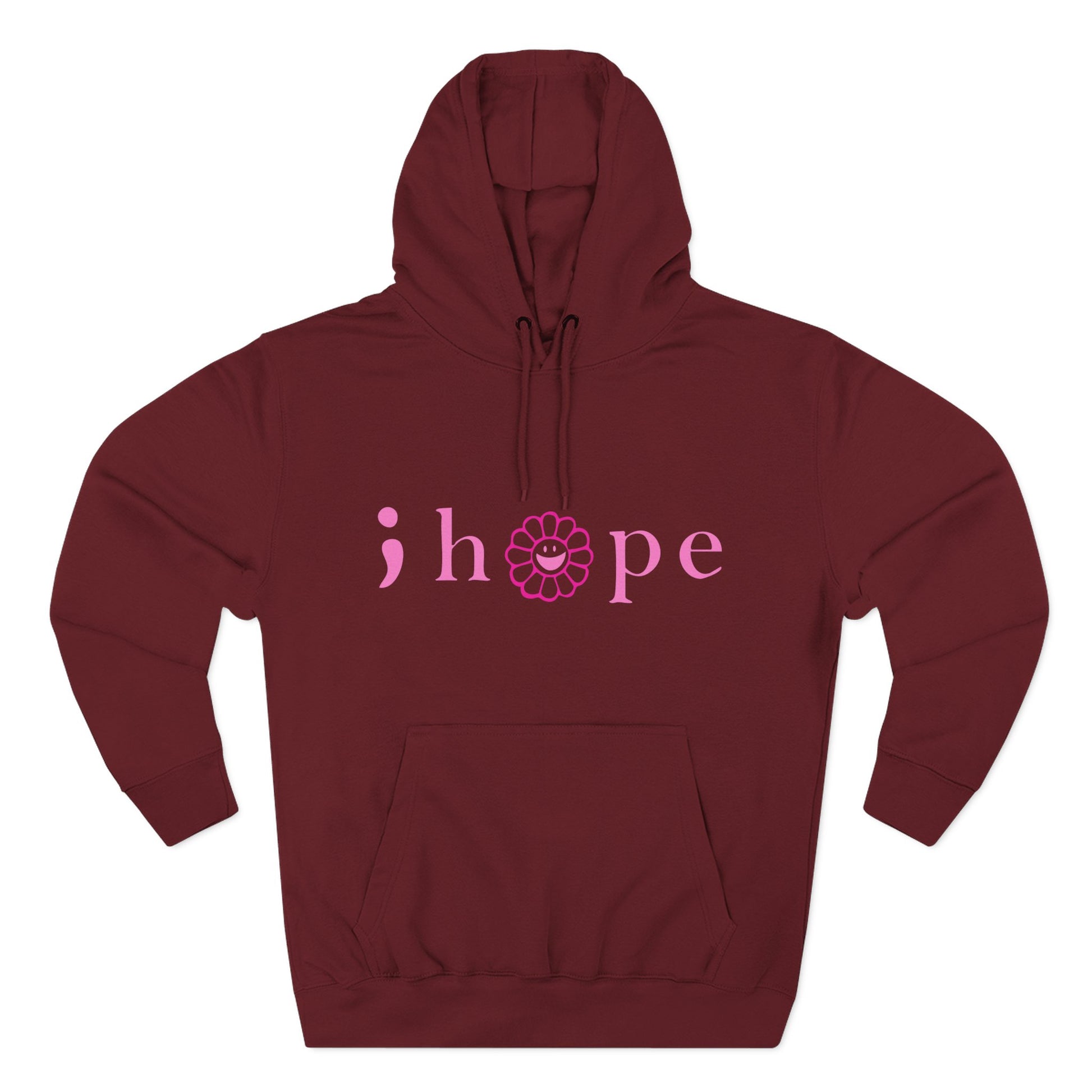 Pink Hope Smile Three-Panel Fleece Hoodie - snazzymerch