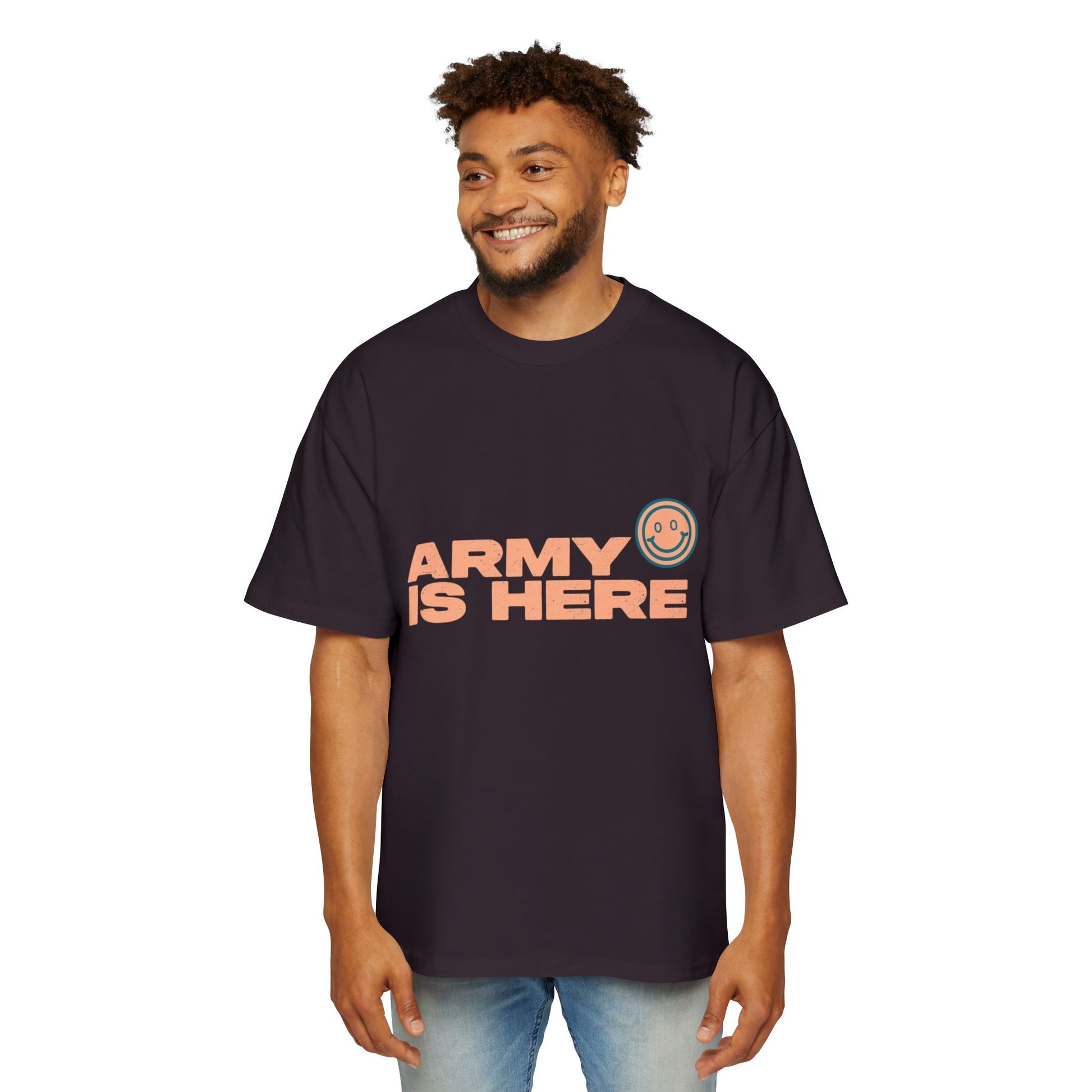 Smiley Army Vibe Men's Heavy Oversized Tee - snazzymerch