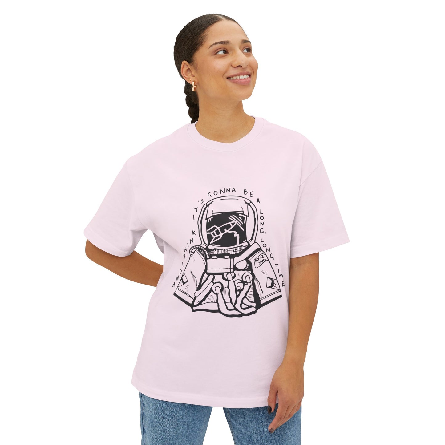Outline Face Design Unisex Oversized Boxy Tee - snazzymerch