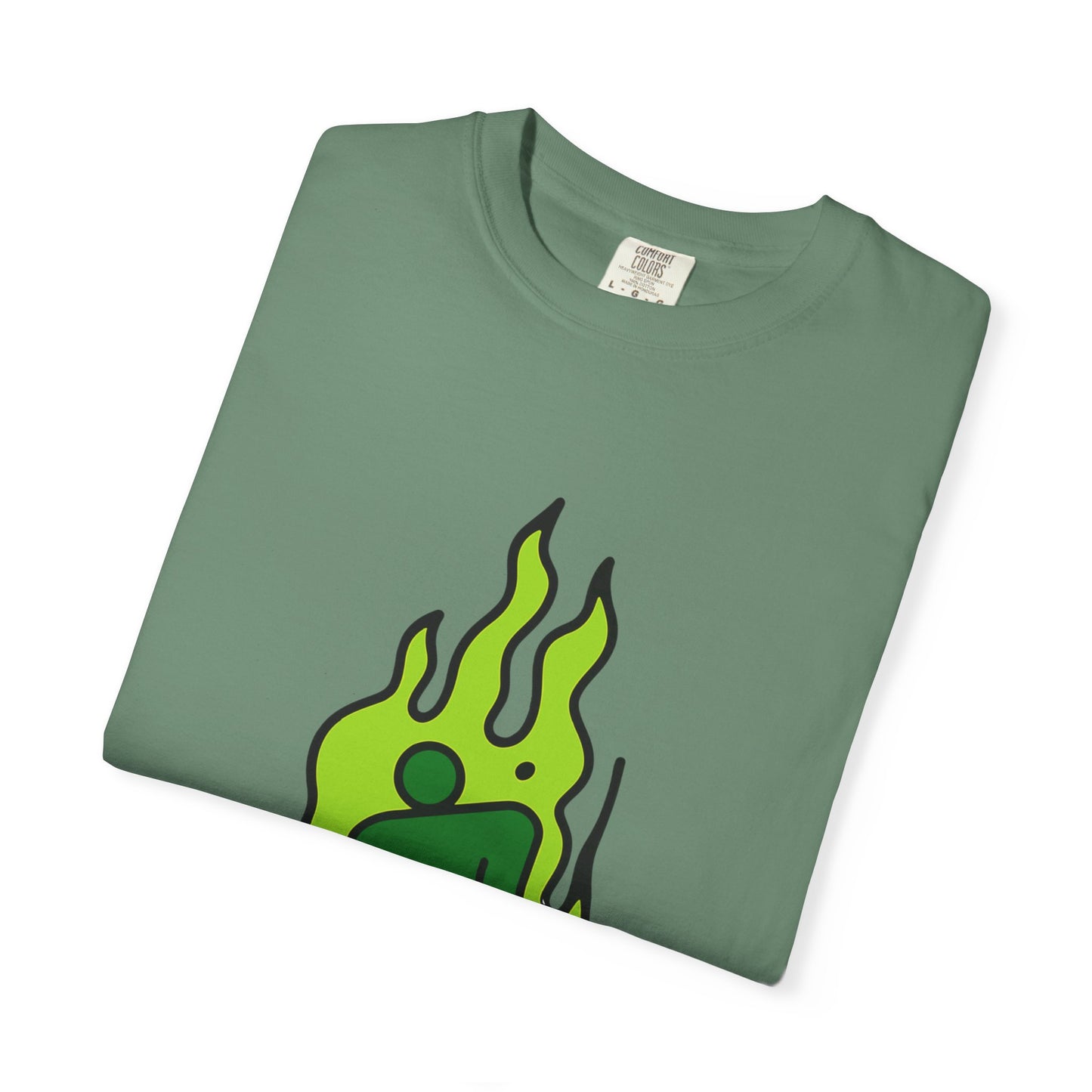 Billie Eilish Inspired Dyed T-shirt – Green Flame Icon Edition Printify