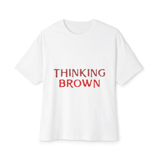 Thinking Bold Text Unisex oversized Boxy Tee - snazzymerch