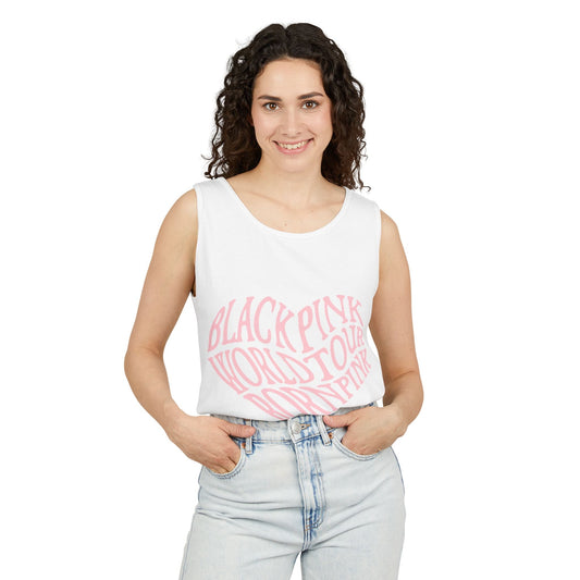 Born Pink Heart Typography – Dyed Tank Top Printify