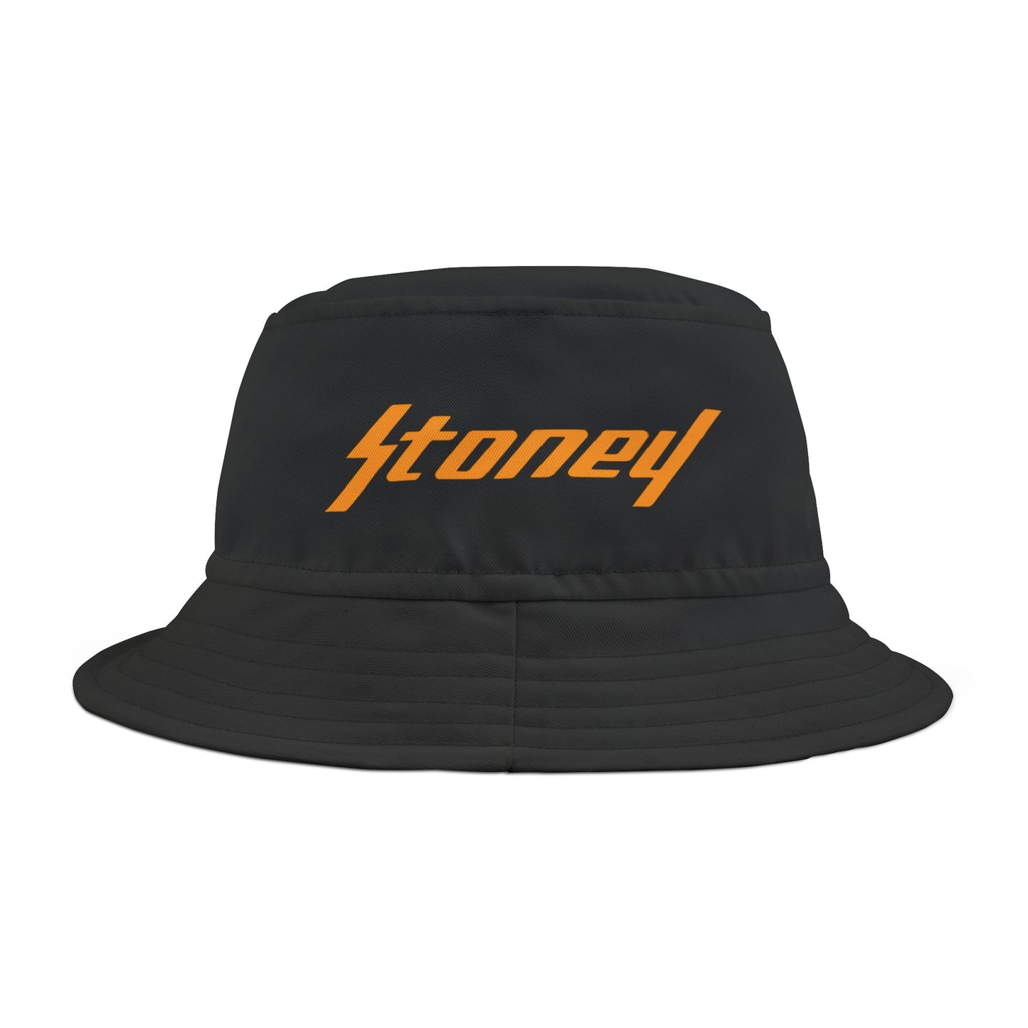 Orange Lightning Text Logo Bucket Hat Printify