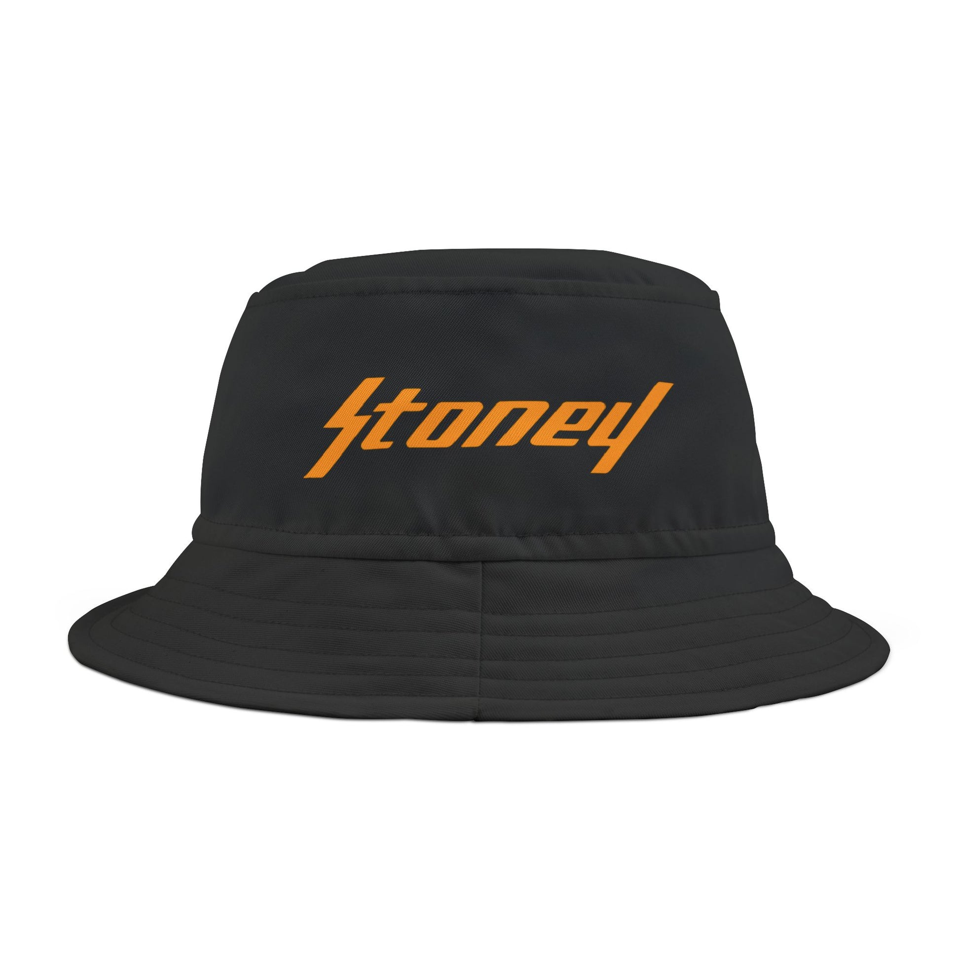Orange Lightning Text Logo Bucket Hat Printify
