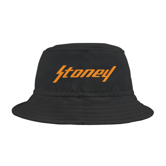 Orange Lightning Text Logo Bucket Hat Printify