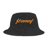 Orange Lightning Text Logo Bucket Hat Printify